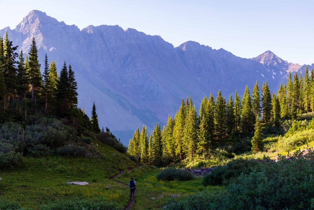 a hiker on the trail in the marron bells