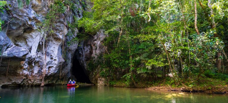 the entrance to the barton creek cave in belize