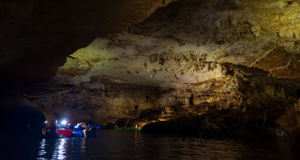 inside of the main cave tubing tour in belize