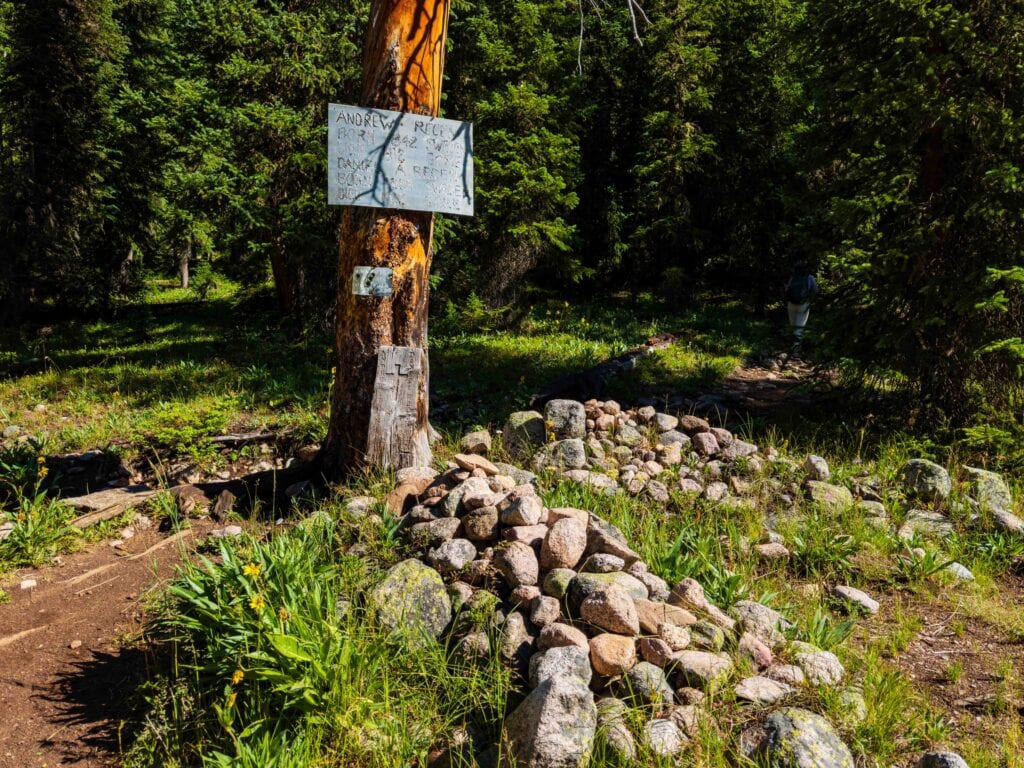 a gravesite on the gore lake trail in colorado