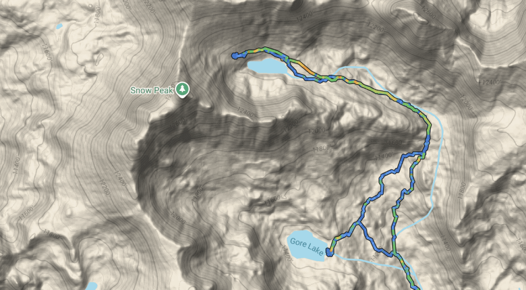 Map of gore lake and snow lak e