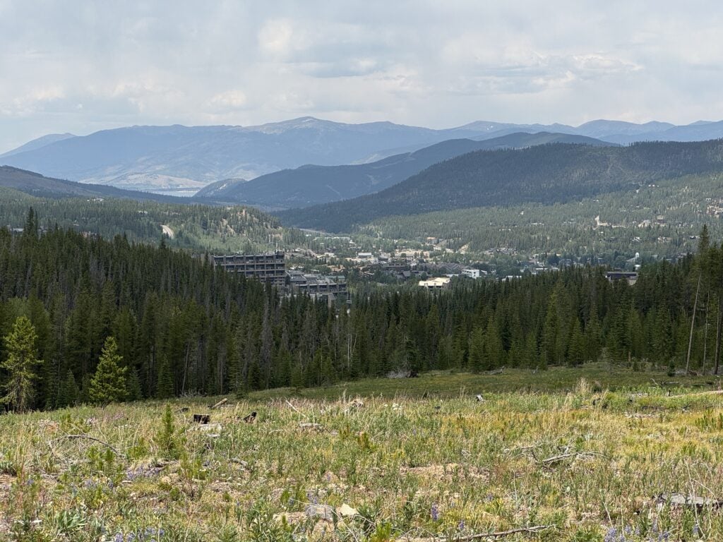 downtown breckenridge with mountains in the distance