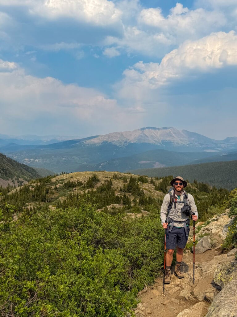 a hiker on the mohawk lakes trail in breckenridge