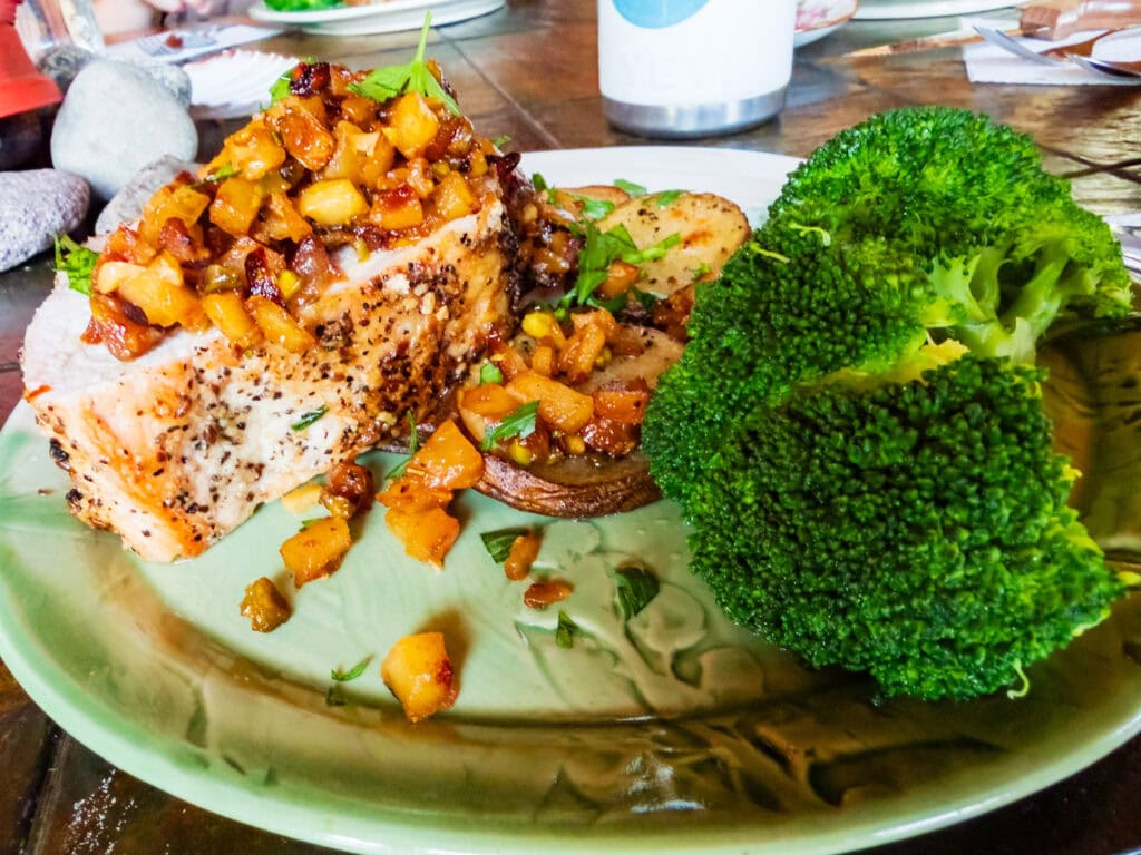 pork dinner with broccoli