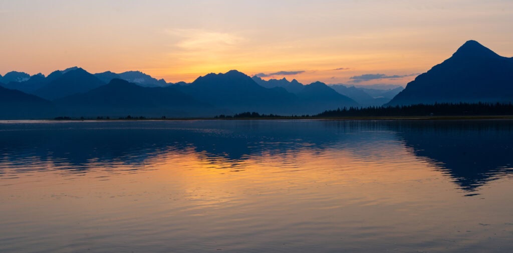 sunset from lake clark national park