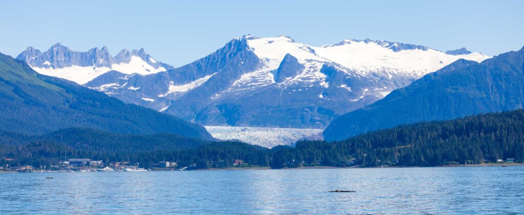 the mendenhall glacier as seen from the water