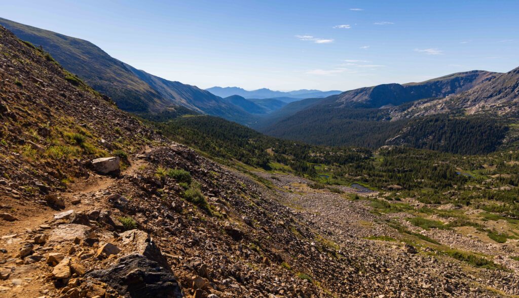 arapaho pass trail looking east towards nederland