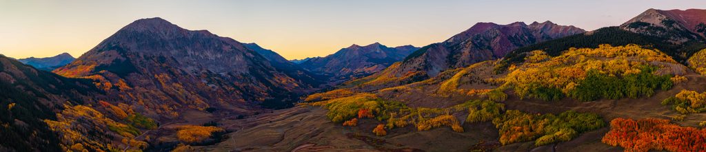 panorama of gothic road valley in crested butte