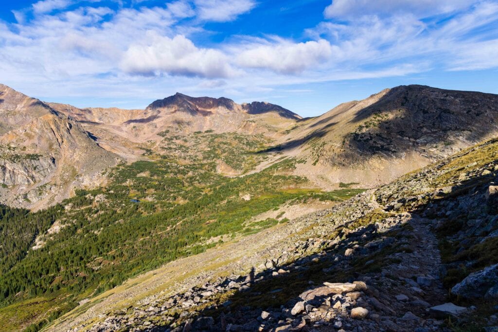 clouds and rocky slopes