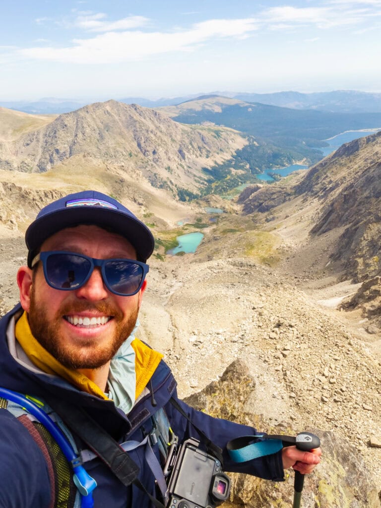 the author's selfie near the top of south arapaho peak in colordo