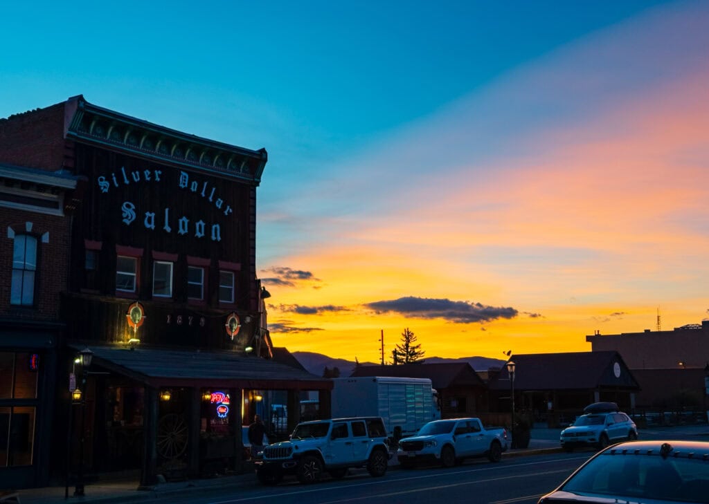 sunset colors in downtown leadville