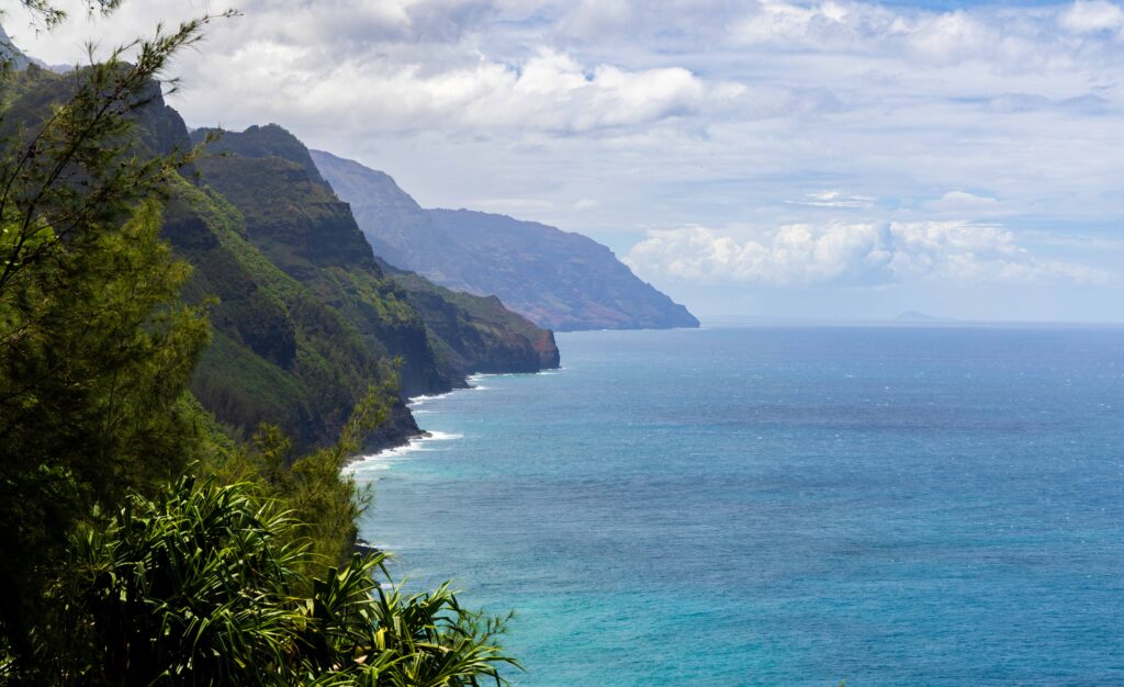 looking out at the na pali coast in kauai