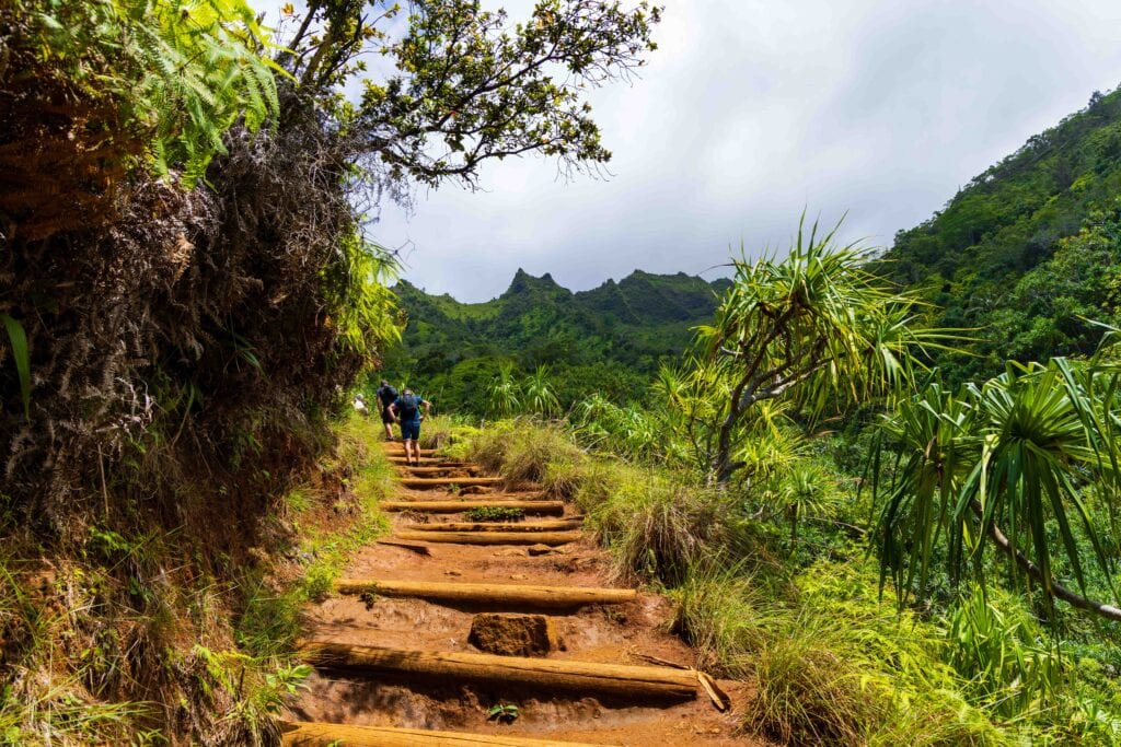 the steep stairs near the end of the Hanakapi'ai beach trail