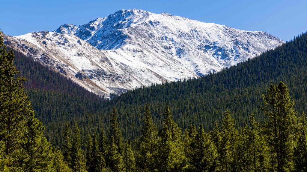 snow capped la plata peak as seen from the trailhead