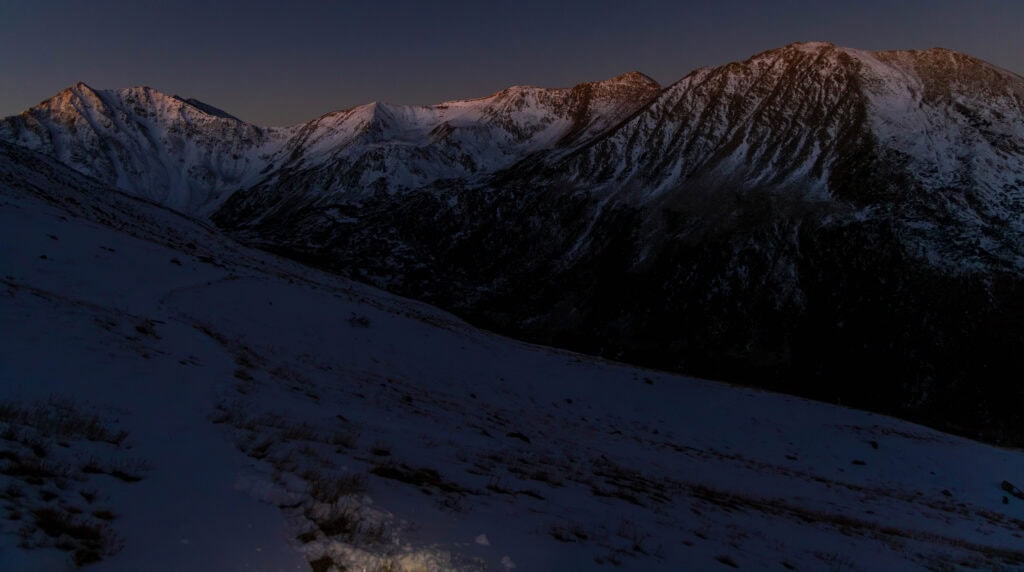early morning on the la plata peak trail in colorado