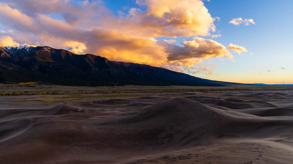 sunset from the great sand dunes in colorado