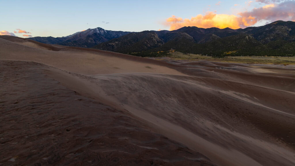 sunset from the great sand dunes in colorado