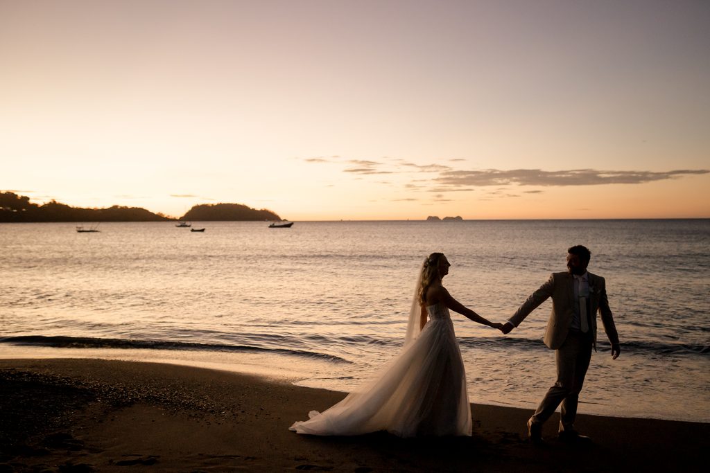 sunset on a beach in costa rica